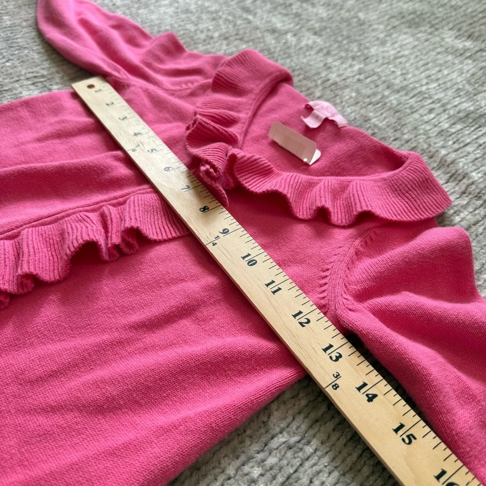 Lilly Pulitzer Girls 6 Pink Ruffle Trim Cardigan Sweater‎ 100% Cotton